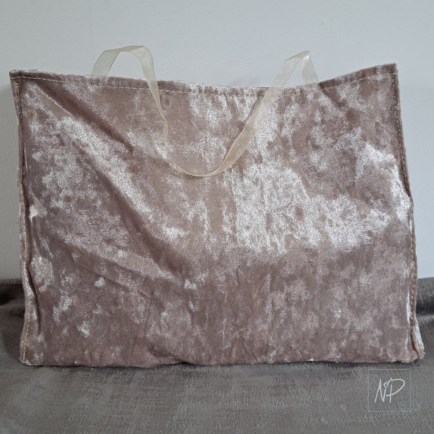 Handmade Gift Bag - Taupe velvet