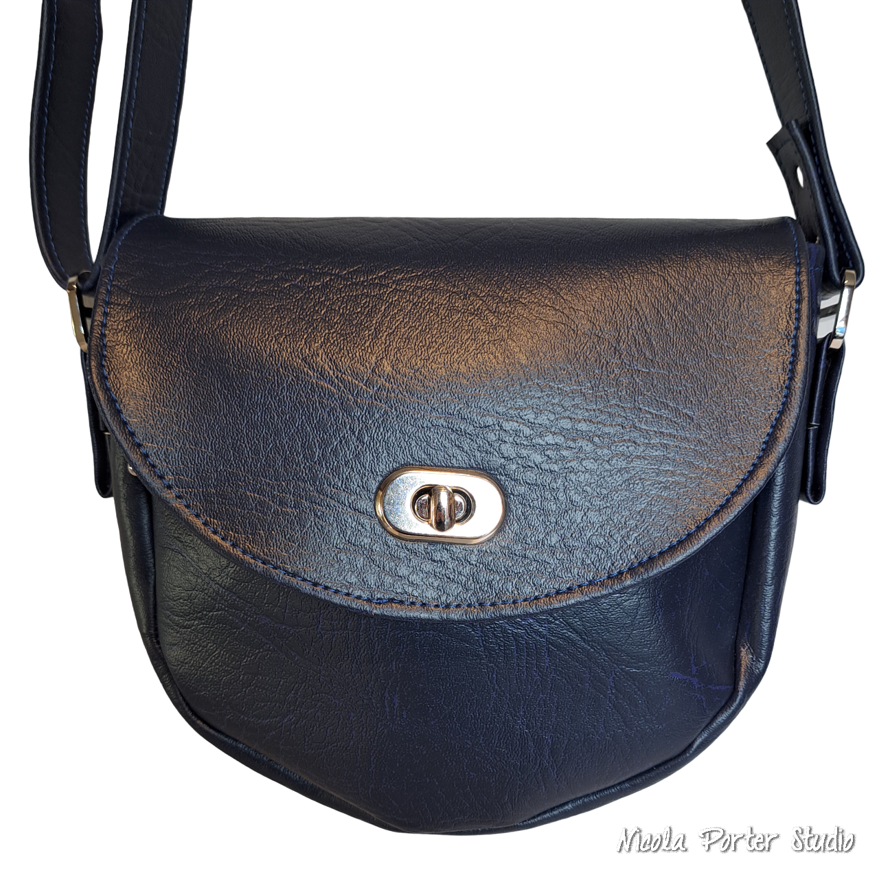 Acacia Navy - Faux Leather Crossbody Bag