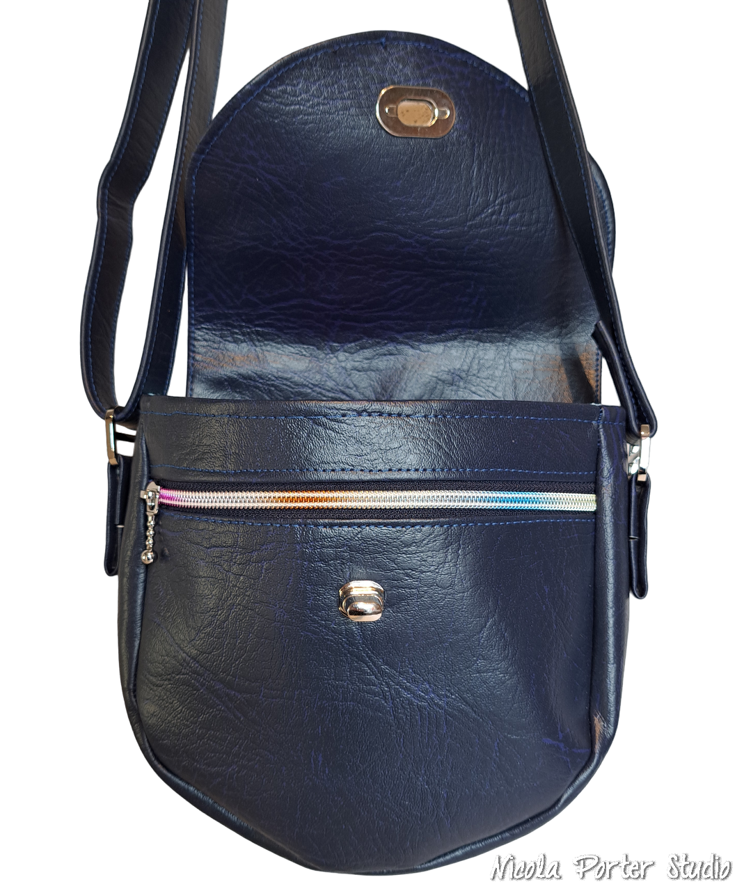 Acacia Navy - Faux Leather Crossbody Bag