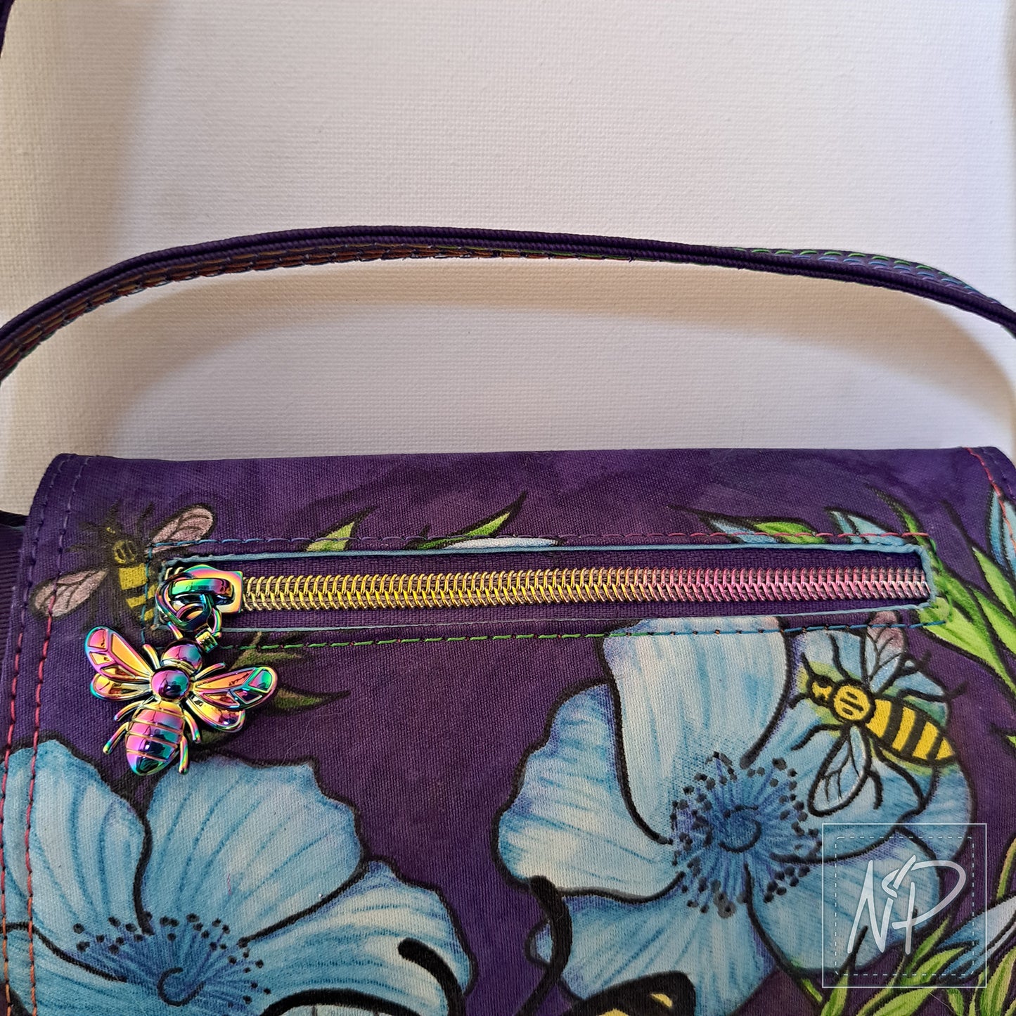 Hand-painted Manchester Bee Crossbody Bag