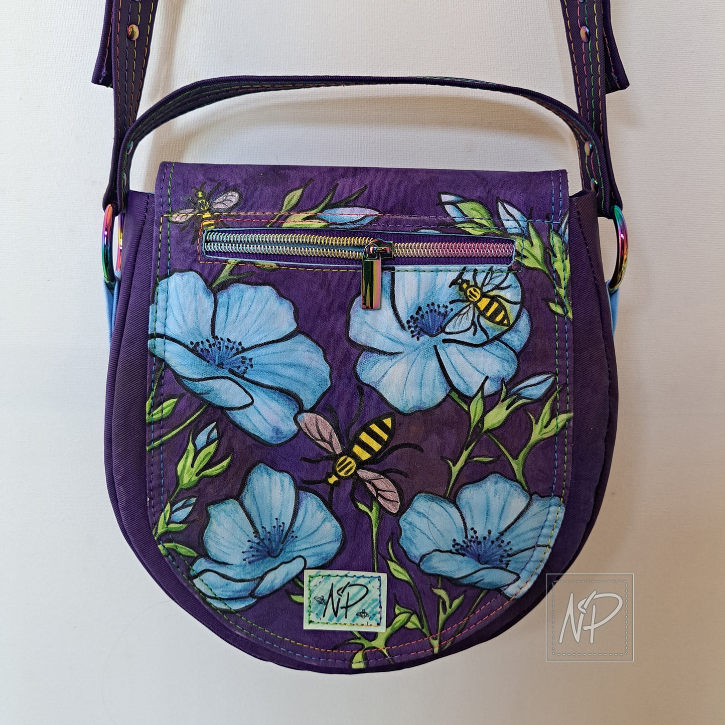 Hand-painted Manchester Bee Crossbody Bag