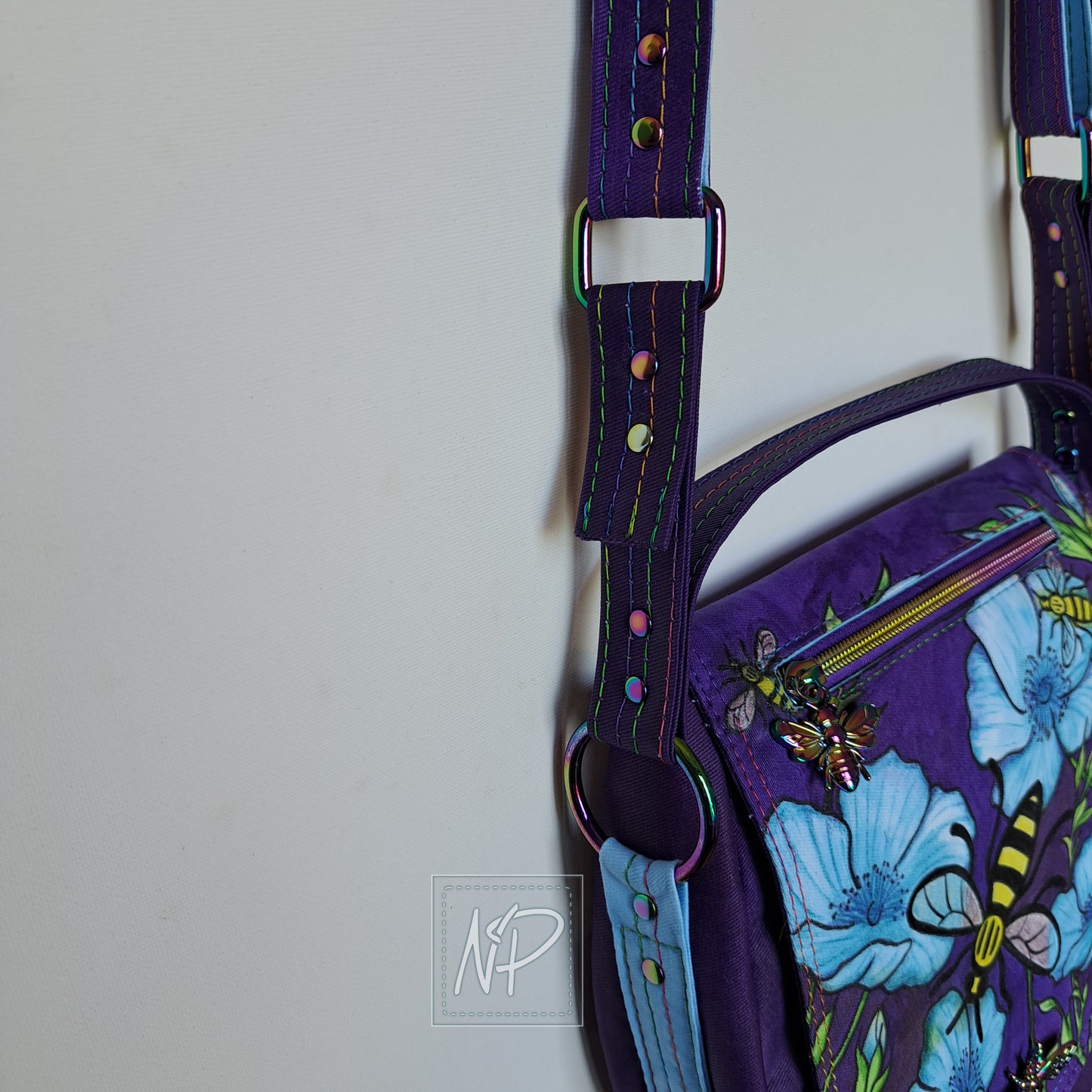 Hand-painted Manchester Bee Crossbody Bag