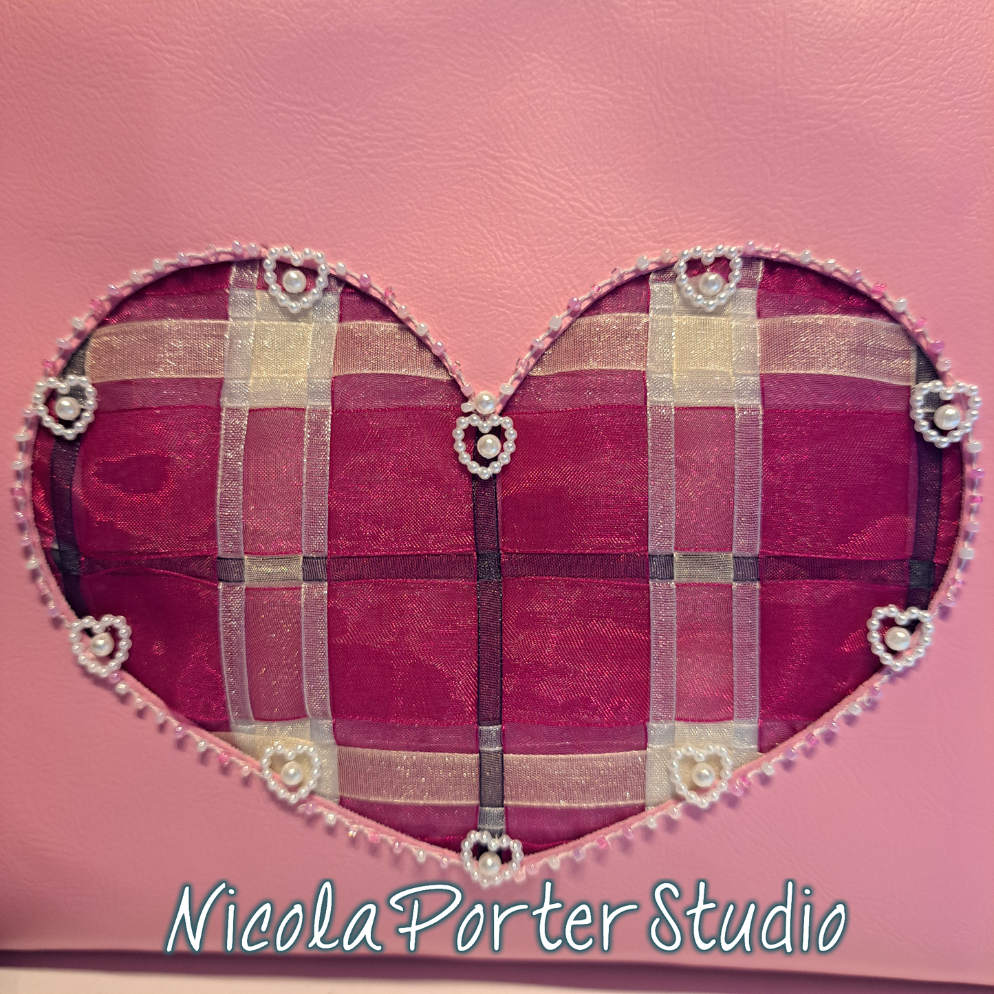 Woven heart zip pouch