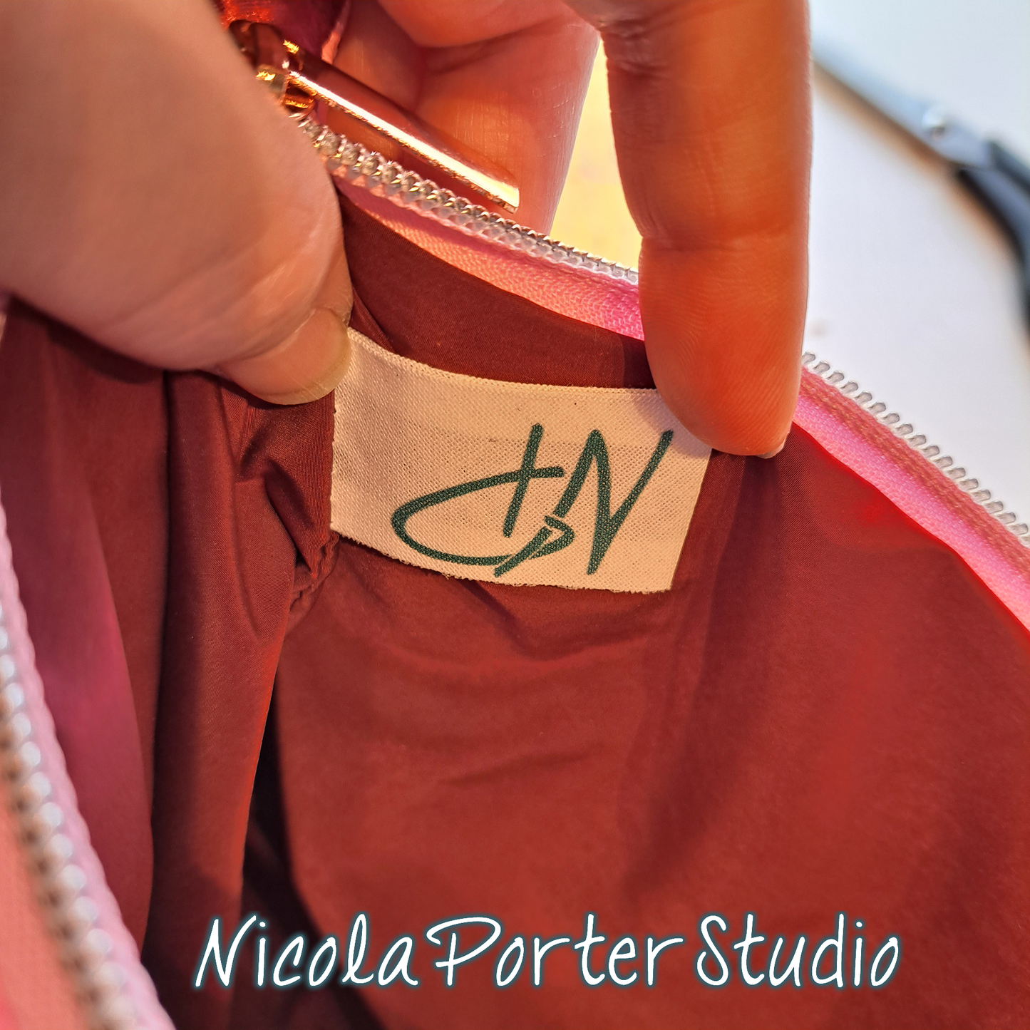 Woven heart zip pouch