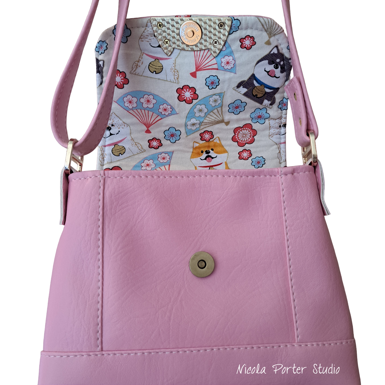 Dinky Pink Iris Cat Bag - Pink Crossbody Bag