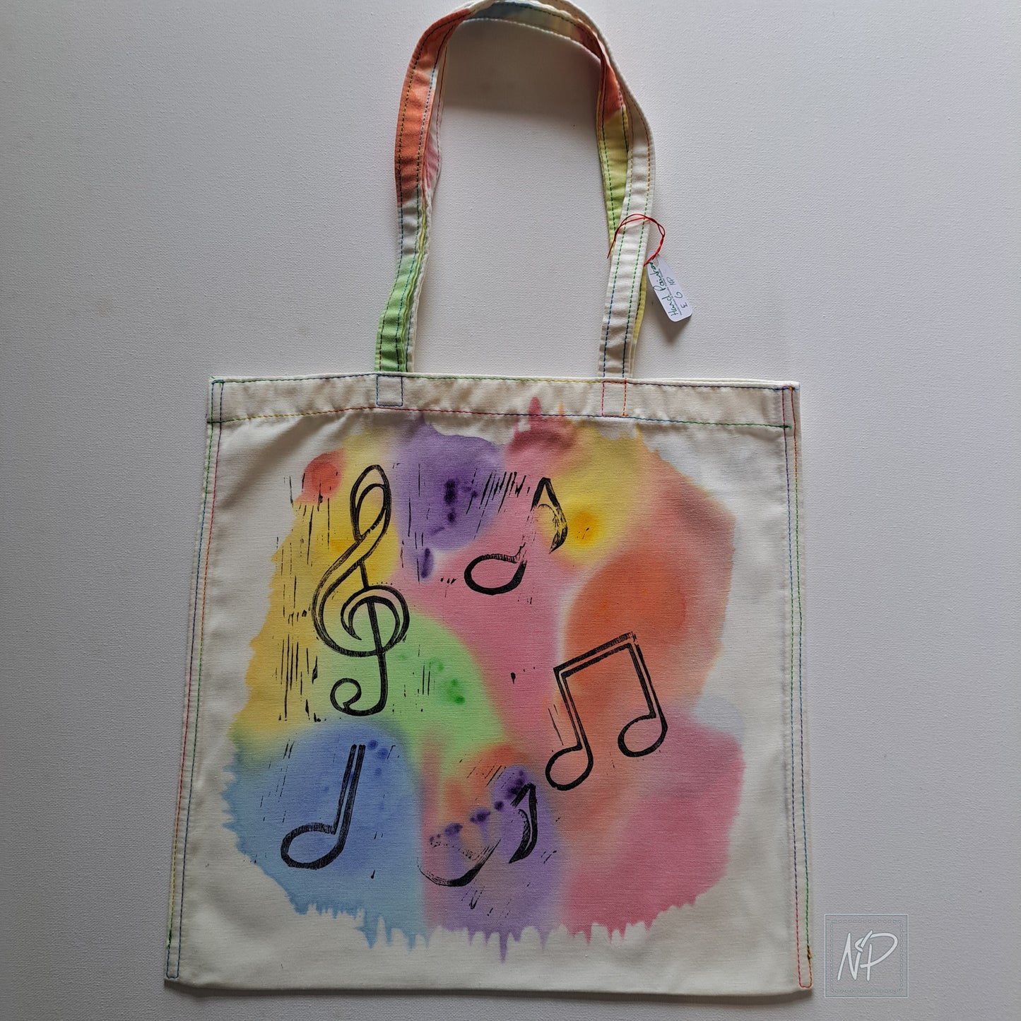 Rainbow Tote Bag with Music Symbols - double sided