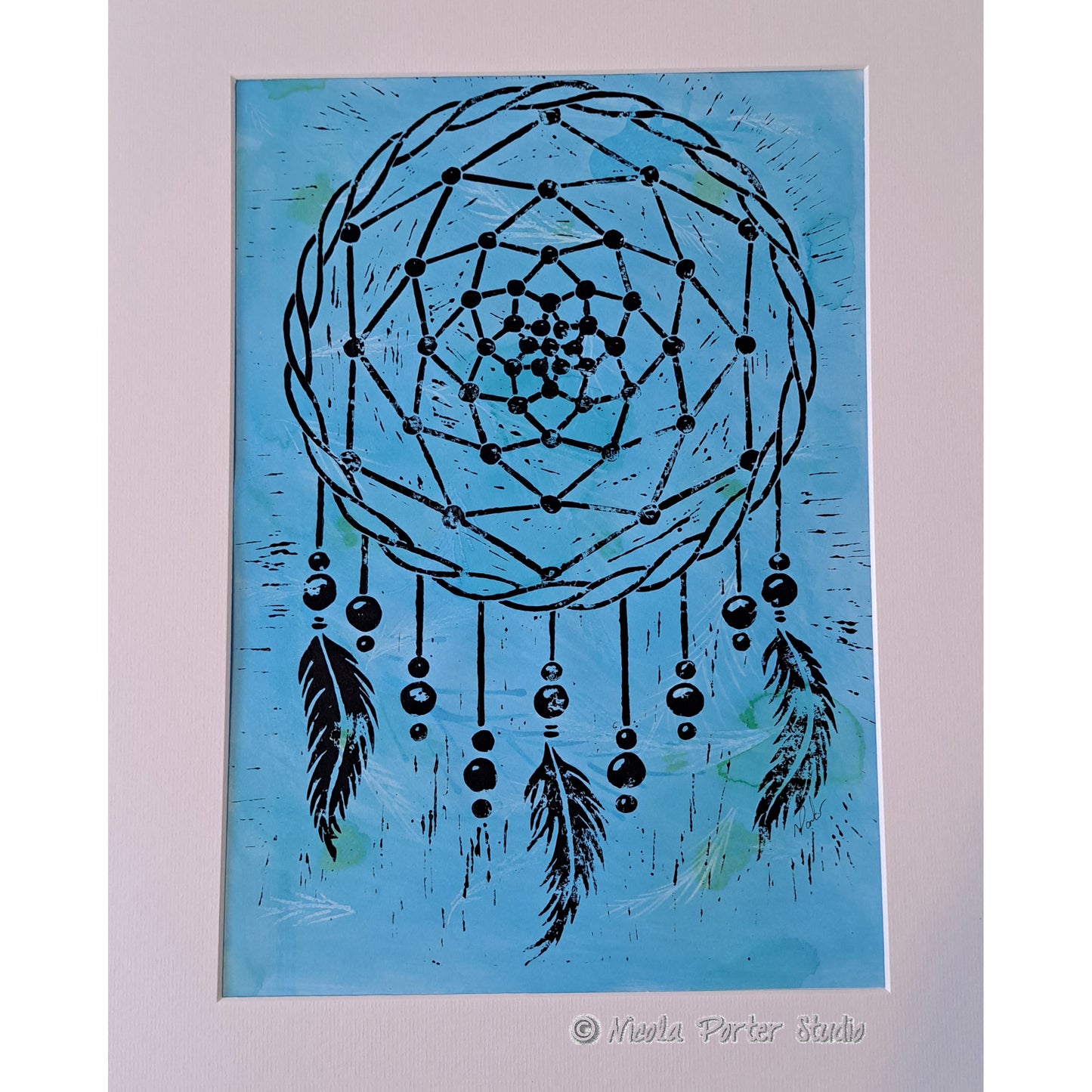 Dreamcatcher - Mixed Media Linocut