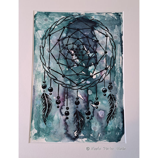 Dreamcatcher - Mixed Media Linocut