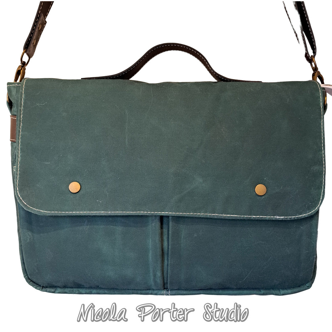 Waxed Green Messenger Bag