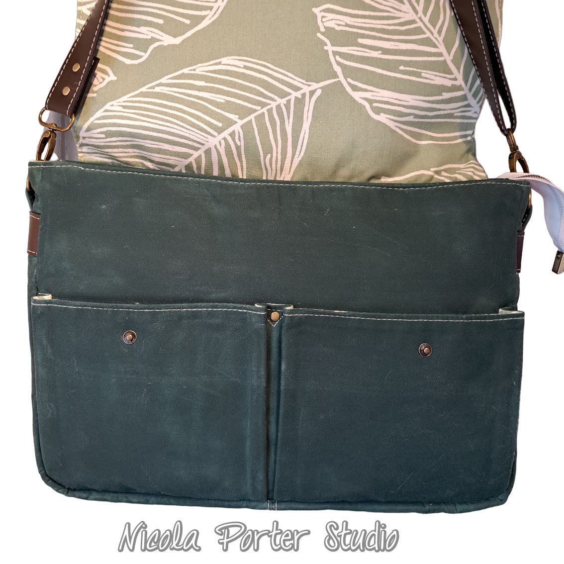 Waxed Green Messenger Bag