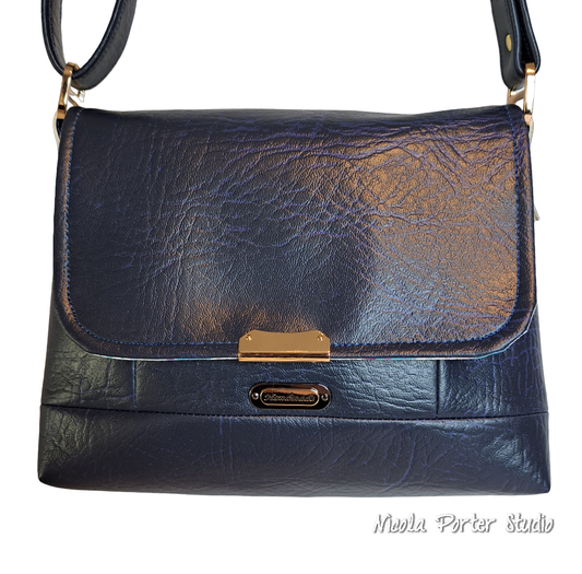 Iris Mini - Navy Faux Leather Crossbody Bag