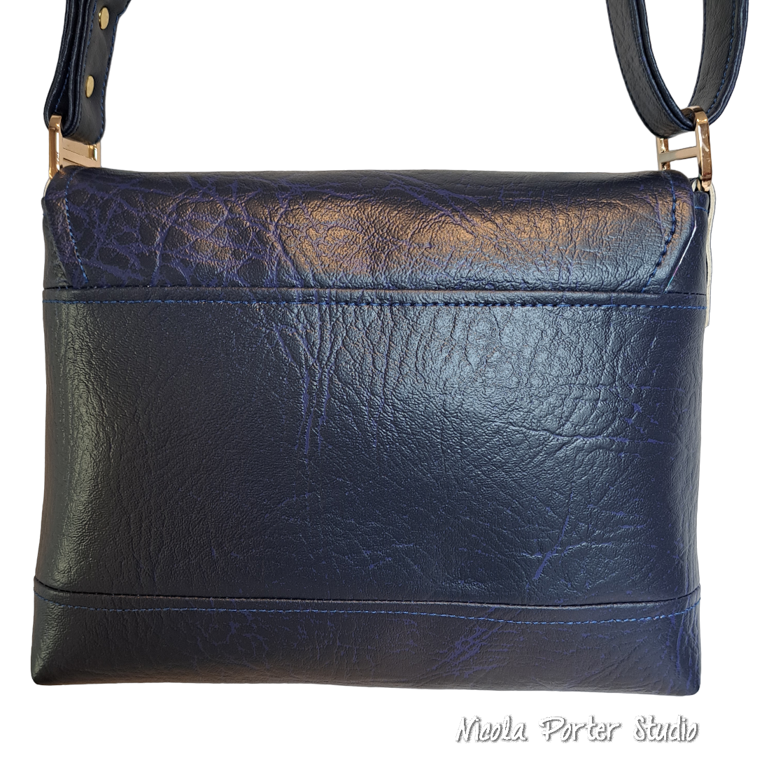 Iris Mini - Navy Faux Leather Crossbody Bag