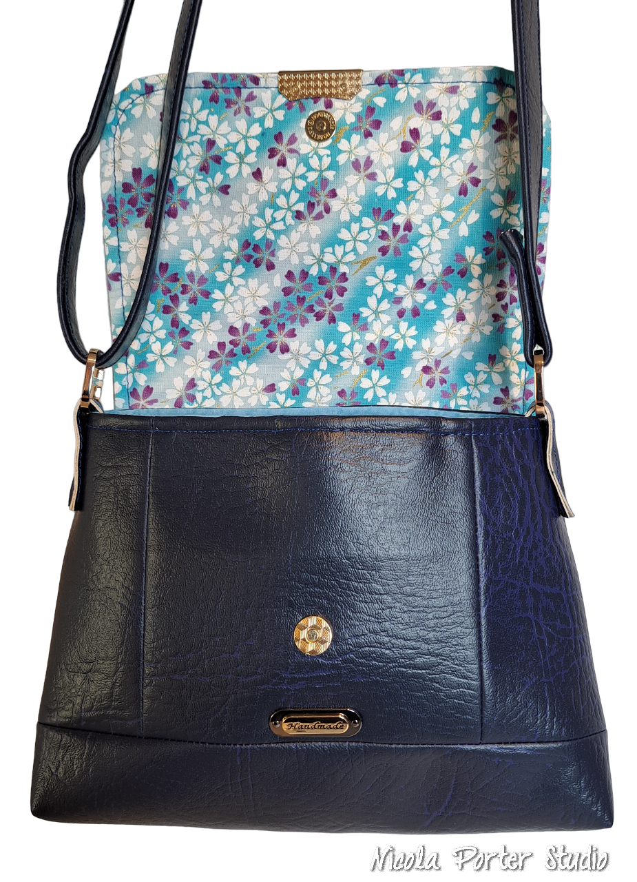 Iris Mini - Navy Faux Leather Crossbody Bag