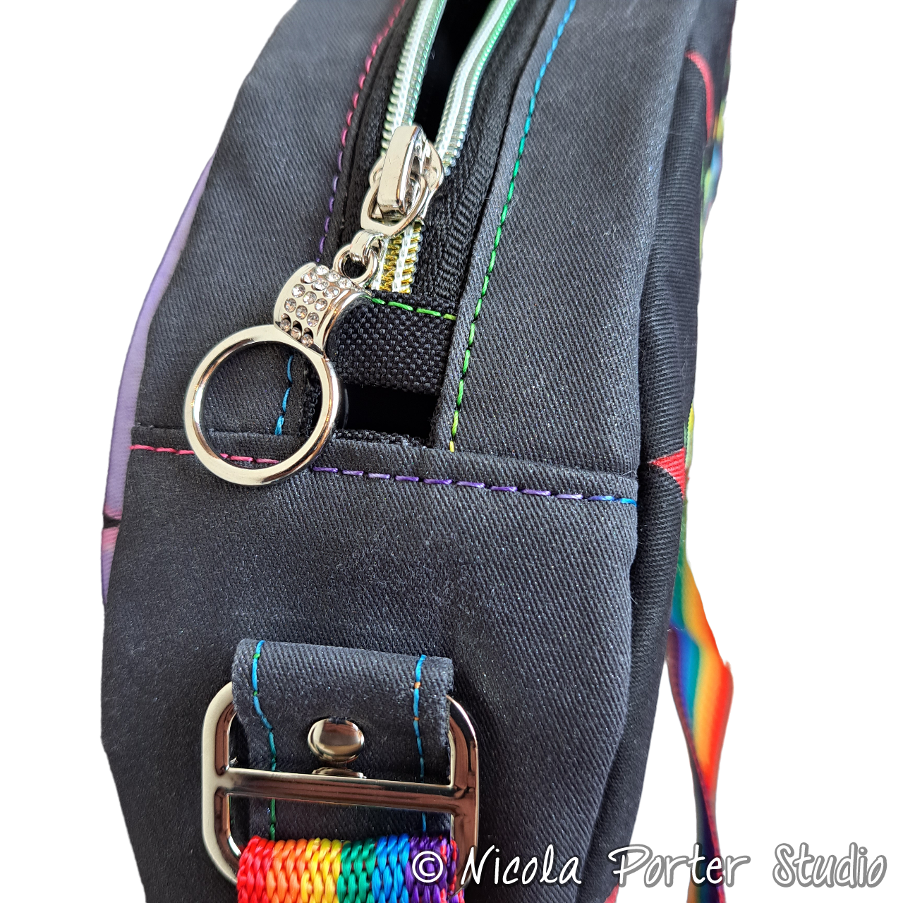 Rainbow Mandala - Hand-painted crossbody bag