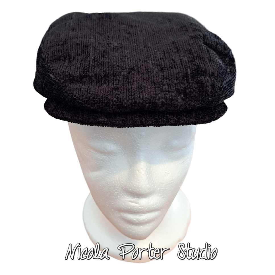 Handmade Black Flat Cap (57cm)