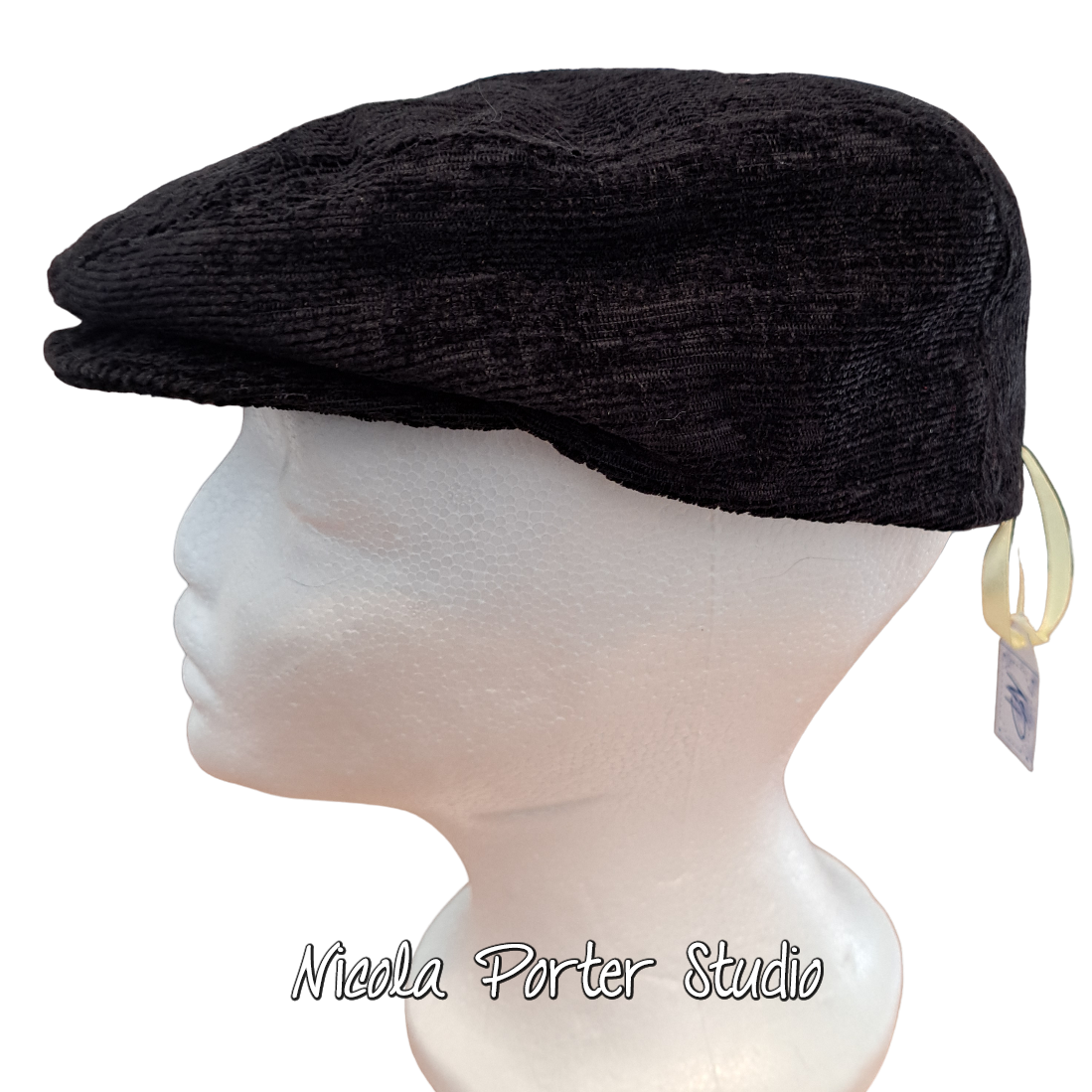 Handmade Black Flat Cap (57cm)