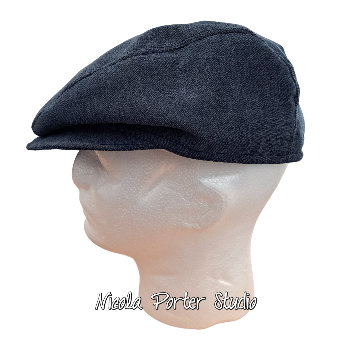 Handmade Blue Flat Cap (58cm)