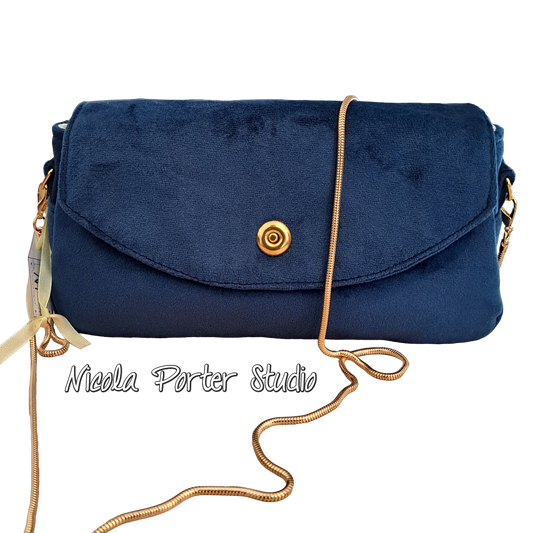 Mini Makayla - Blue Velvet evening bag