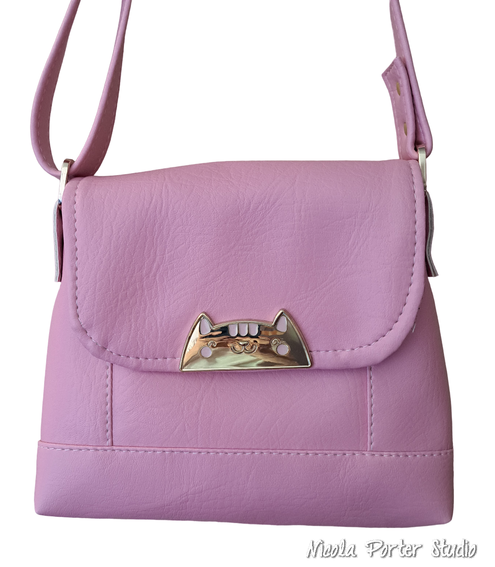 Dinky Pink Iris Cat Bag - Pink Crossbody Bag