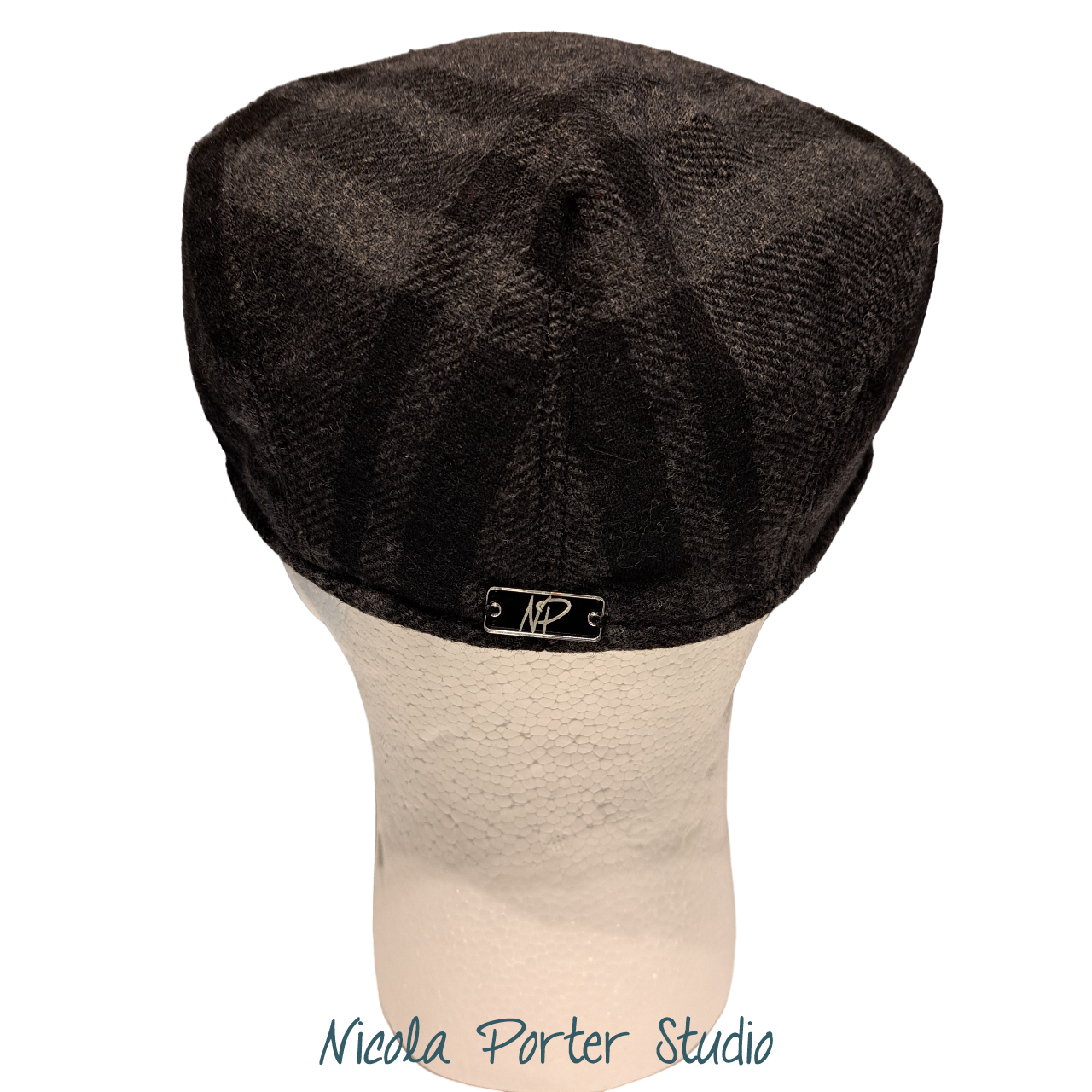 Handmade Checked Wool Mix Flat Cap (58cm)