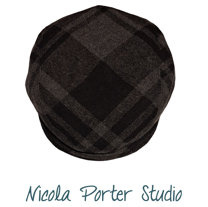 Handmade Checked Wool Mix Flat Cap (58cm)