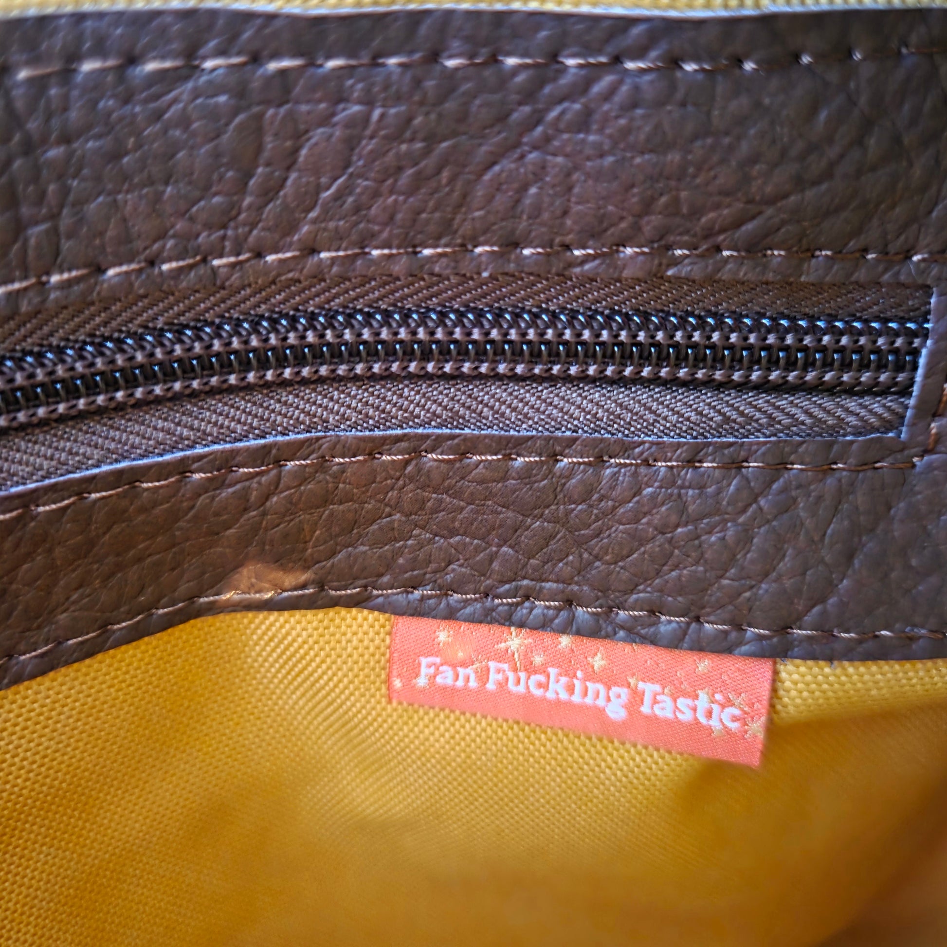 close up of swear label inside a bag