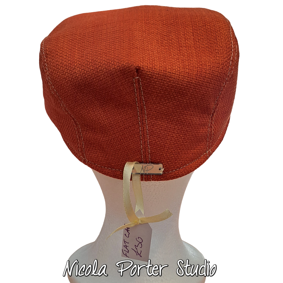 Handmade Orange Flat Cap (57cm)