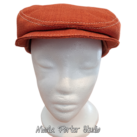 Handmade Orange Flat Cap (57cm)