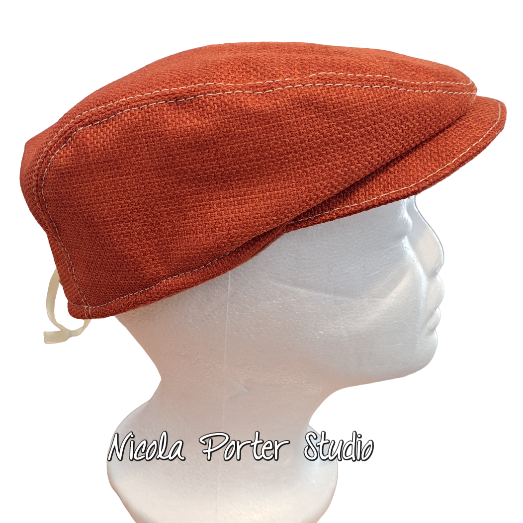 Handmade Orange Flat Cap (57cm)