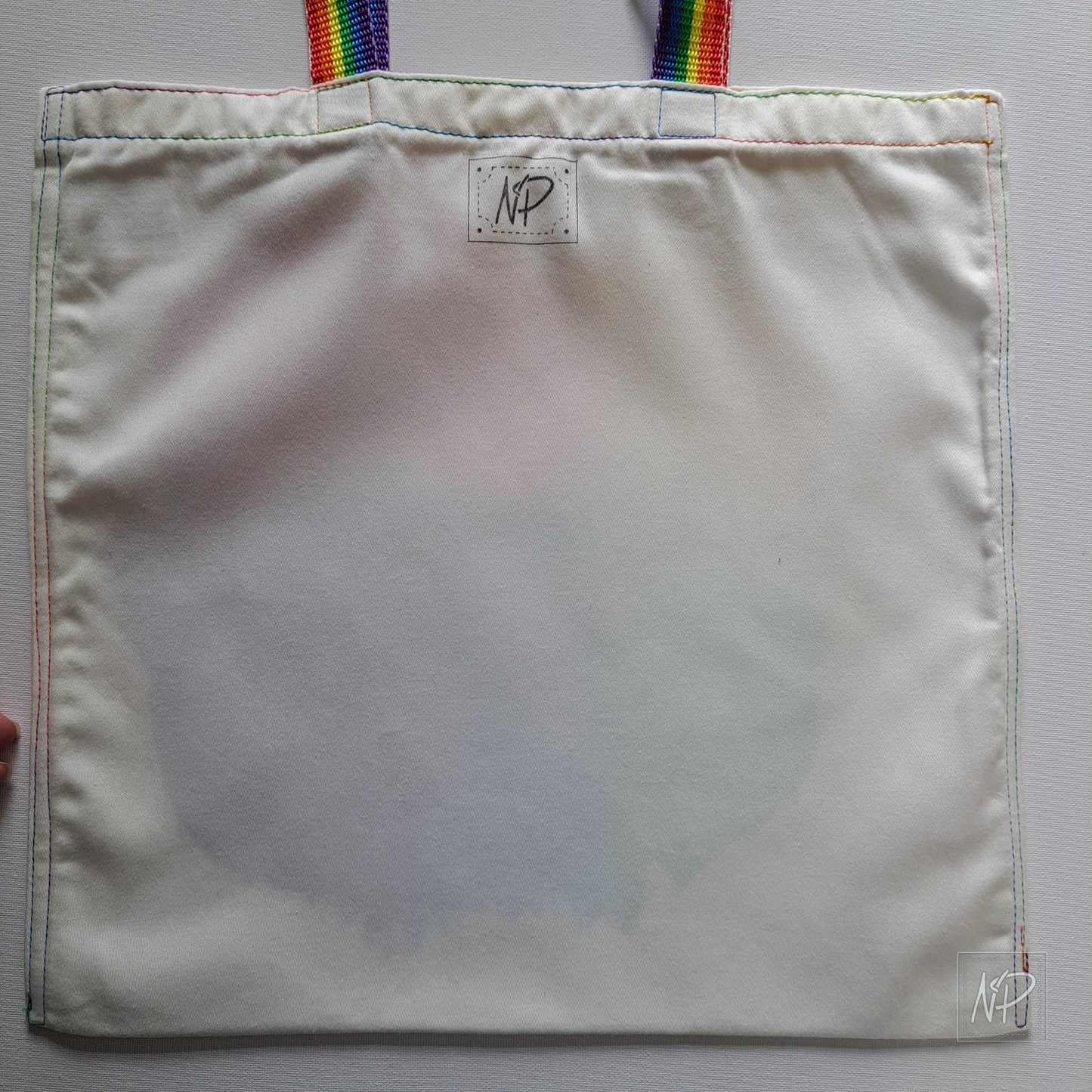 Rainbow Tote Bag with Manchester Bee and Music Symbols - single sided