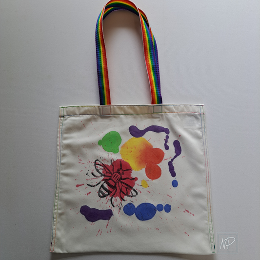 Rainbow Tote Bag with Manchester Bee (2) - single sided