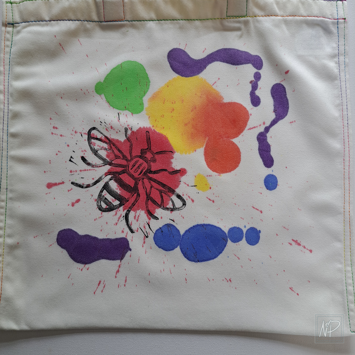 Rainbow Tote Bag with Manchester Bee (2) - single sided