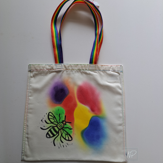 Rainbow Tote Bag with Manchester Bee (3) - single sided