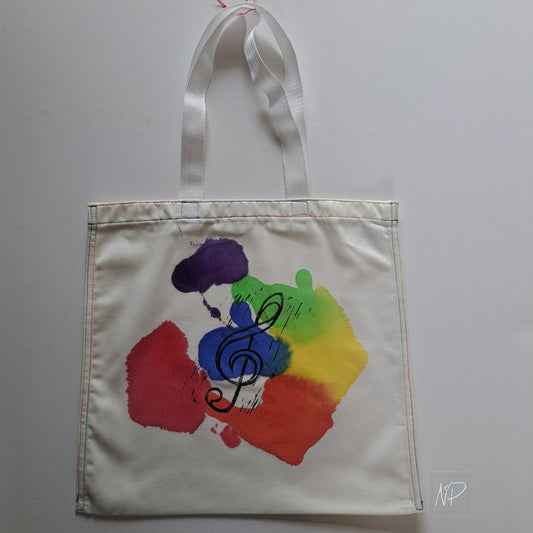 Rainbow Tote Bag with Treble Clef - single sided