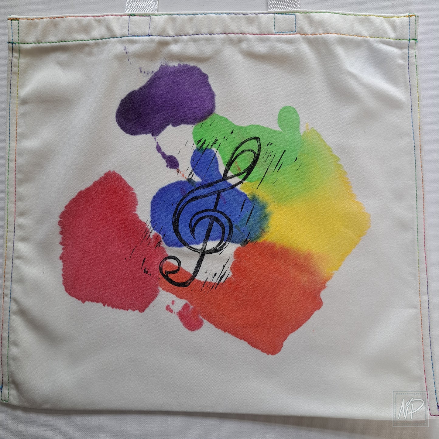 Rainbow Tote Bag with Treble Clef - single sided