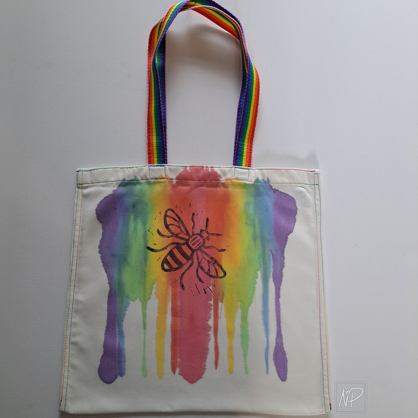 Rainbow Tote Bag with Manchester Bee (5) - single sided