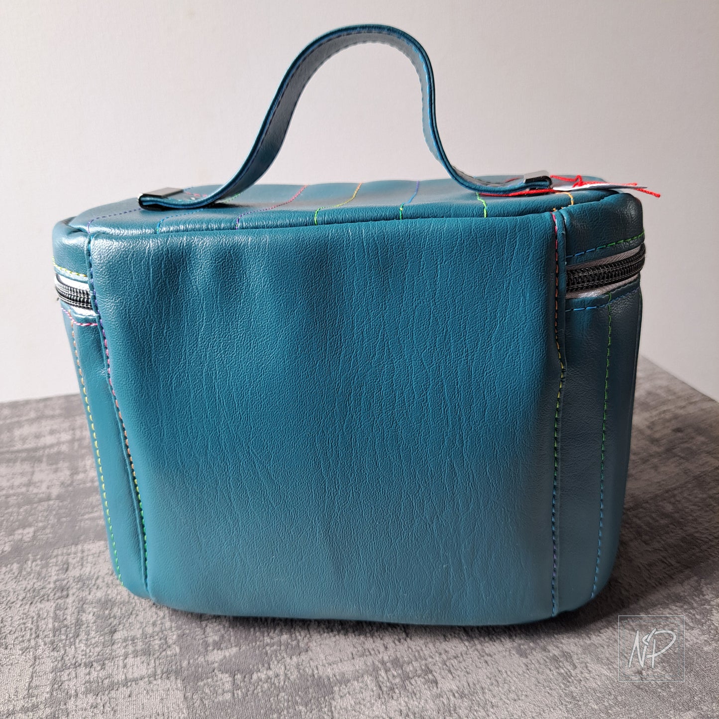 Turquoise Faux Leather Vanity or Toiletry Case