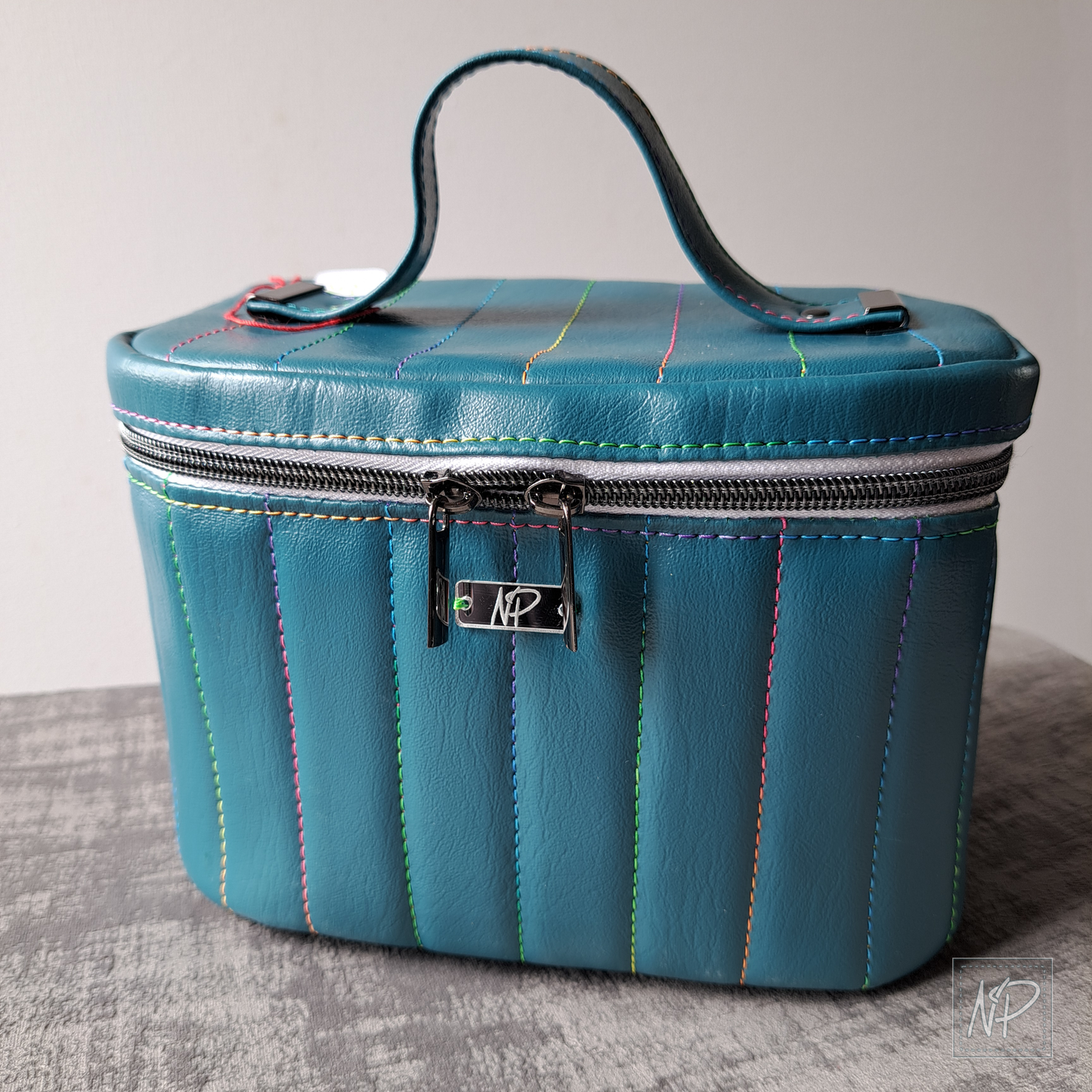 Turquoise Faux Leather Vanity or Toiletry Case