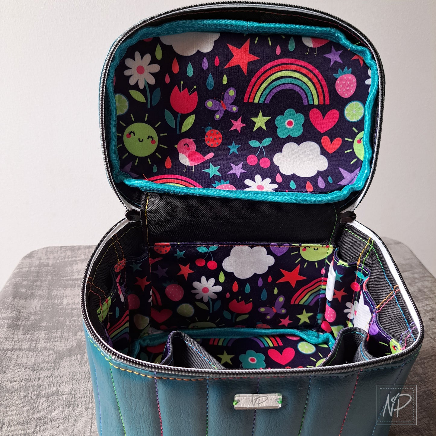 Turquoise Faux Leather Vanity or Toiletry Case