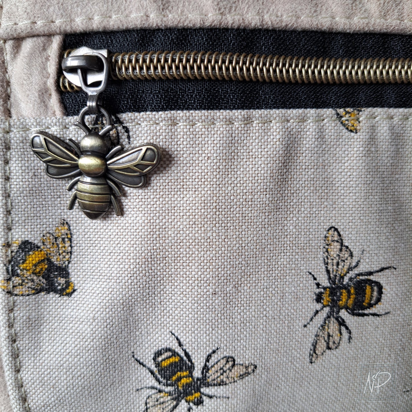 Faux Suede Crossbody Bag with Bees